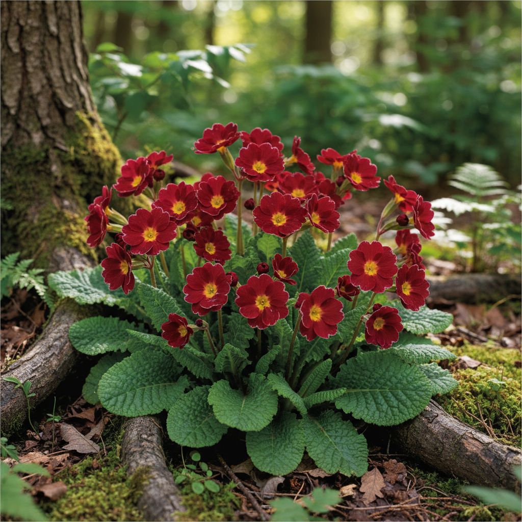 Фото Примула обыкновенная Pinwheel Dark Red Shades (Primula vulgaris Pinwheel Dark Red Shades)