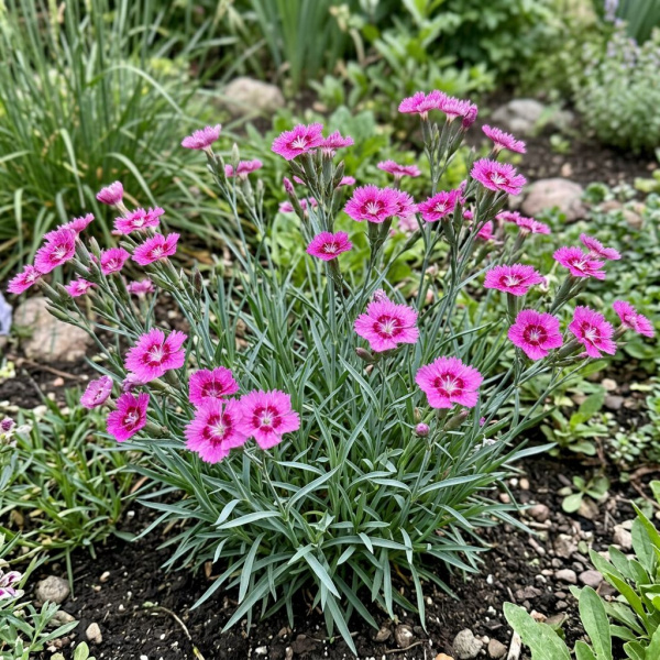 Фото Гвоздика китайская Diana Purple Centred White (Dianthus chinensis)