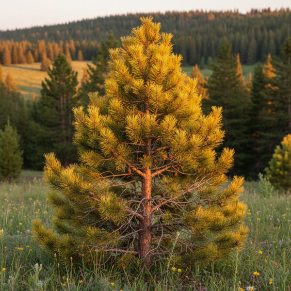 Фото Сосна скрученная Taylors sunburst (Pinus contorta 'Taylors Sunburst')