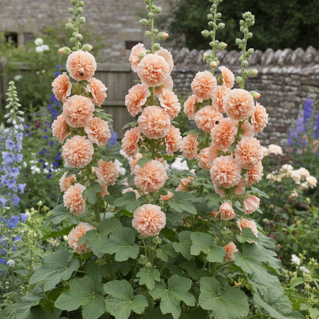 Фото Штокроза розовая Chaters double Apricot (Alcea rosea 'Chater's Double Apricot')