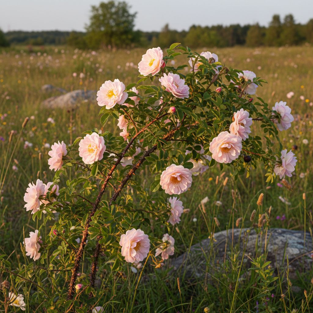 Фото Роза колючейшая Stanwell Perpetual (Rosa spinosissima Stanwell Perpetual)