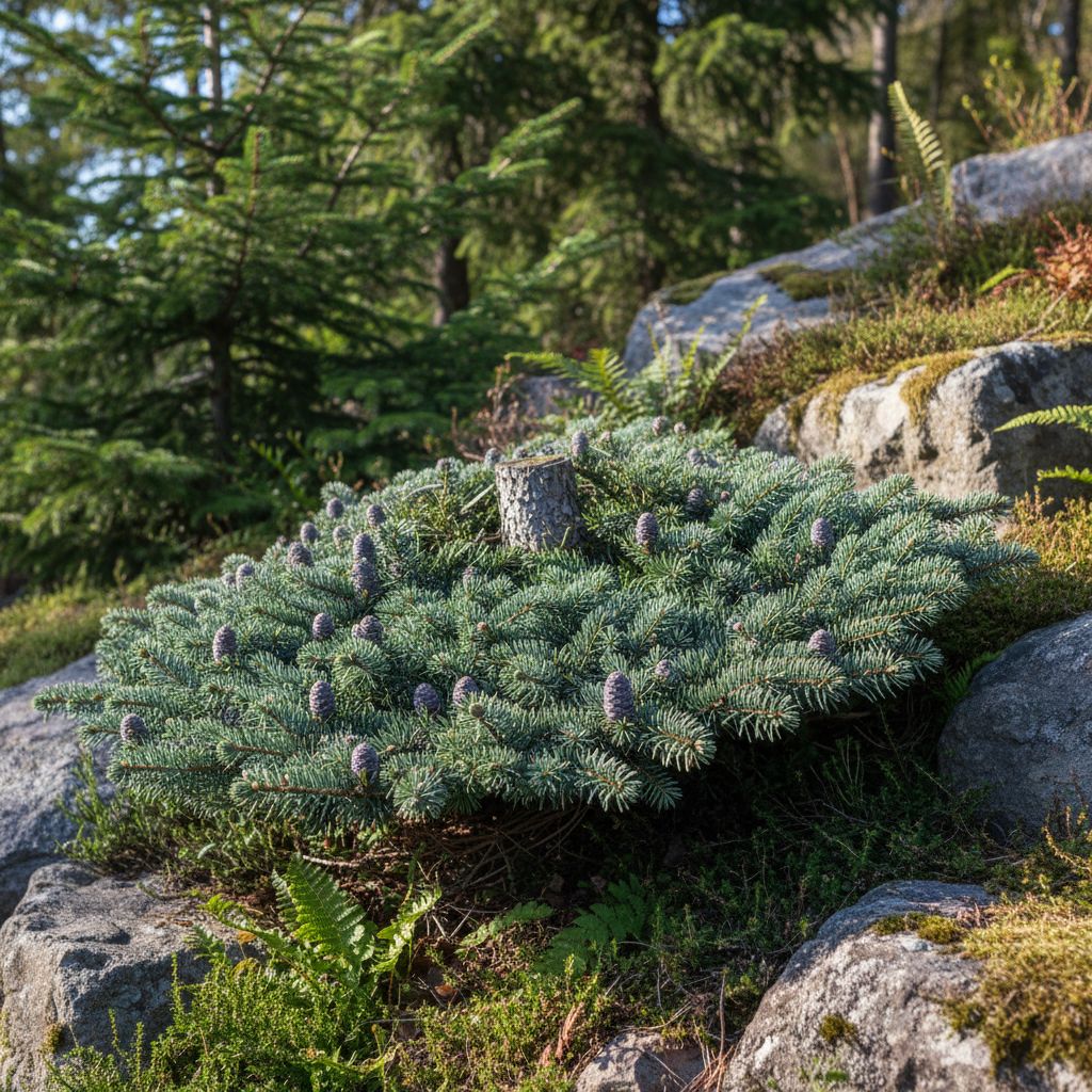 Фото Пихта корейская Fliegende Untertasse (Abies koreana Fliegende Untertasse)