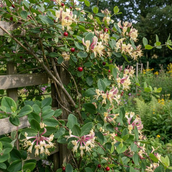 Фото Жимолость вьющаяся Chojnow Fragrant Cloud (Lonicera periclymenum Chojnów Fragrant Cloud)