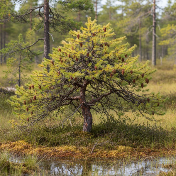 Фото Лиственница американская Allmrausch Lutte (Larix laricina 'Allmrausch Lutte')