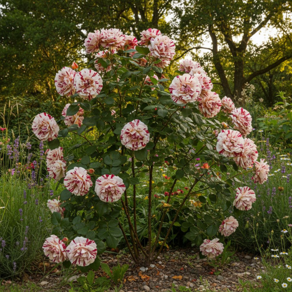 Фото Роза Variegata Di Bologna (Плетистая) (Rosa Variegata Di Bologna)